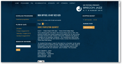 breconjazz.co.uk - online box office booking system, now fully integrated with Hay Festival back office.