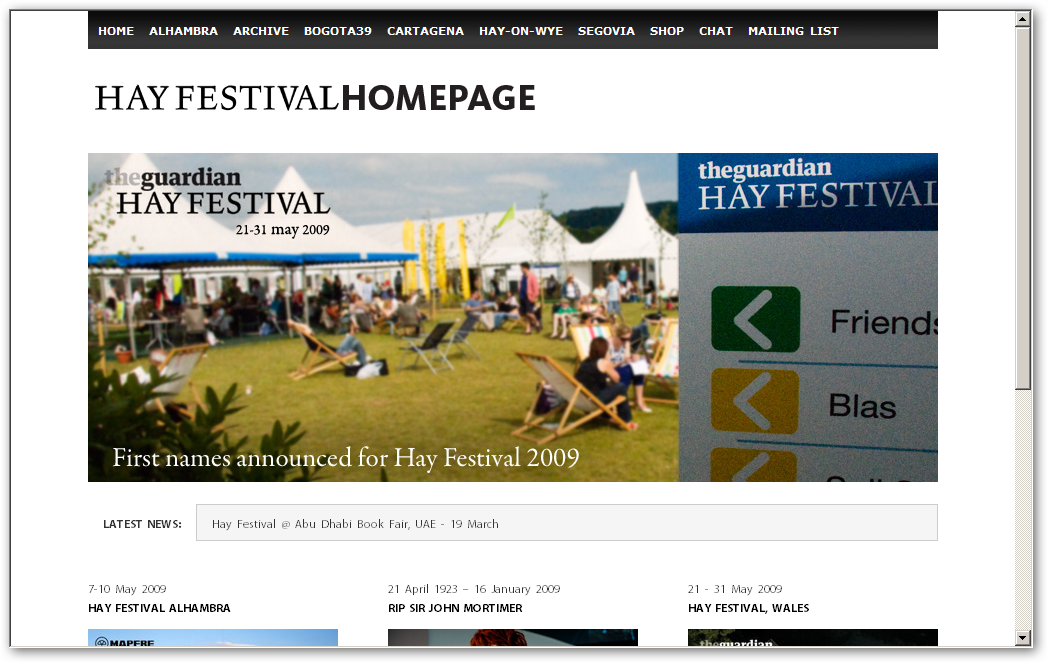 hayfestival.com - online box office booking system, fully integrated with existing back office and ticket printing
