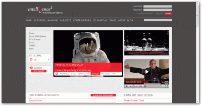 www.intelligencesquared.com/events - online ticket sales, barcoded etickets, back office ticket management and bespoke development for Intelligence Squared, the global forum for live debate