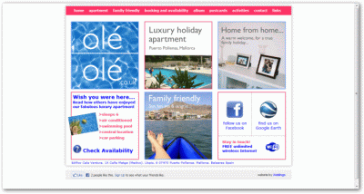 oleole.co.uk - attractive site for holiday apartment with online booking calendar. Site created to an original design by mangoconsulting.co.uk
