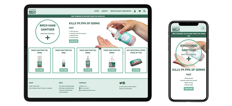 Birch Hand Sanitiser website