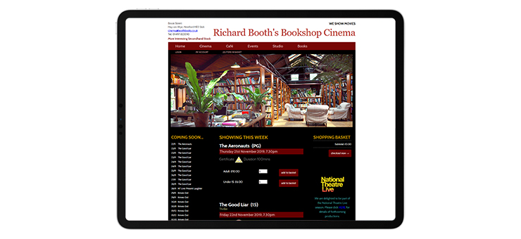 Booth's Bookshop Cinema website